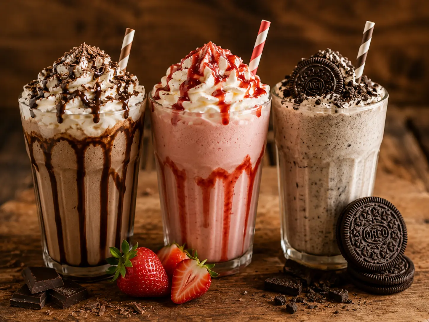 Sweet milkshakes and desserts
