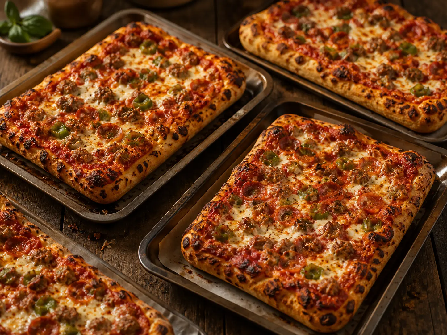 Rustic square pizzas